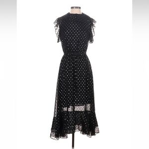 Robert Rodriguez Black and silver flounce midi formal dress. Size 4. Perfect!